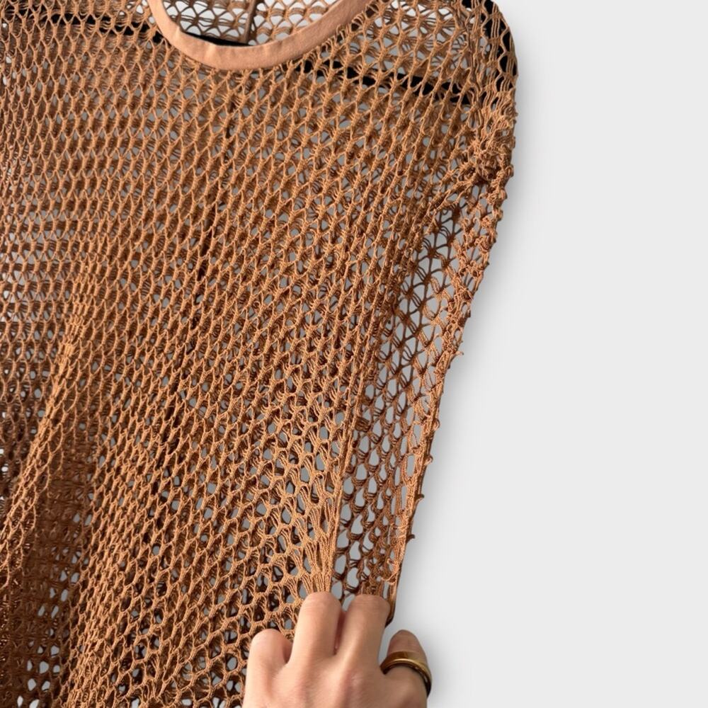 Urban Outfitters brown/tan crochet knit swimsuit coverup, size large - Picture 4 of 9